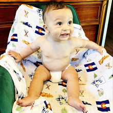 Load image into Gallery viewer, Gift Set: Colorado Baby Muslin Swaddle Blanket and Burp Cloth/Bib Combo - Little Hometown
