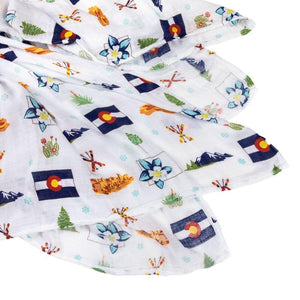 Gift Set: Colorado Baby Muslin Swaddle Blanket and Burp Cloth/Bib Combo - Little Hometown