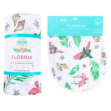 Load image into Gallery viewer, Gift Set: Florida Baby Muslin Swaddle Blanket and Burp Cloth/Bib Combo (Floral) - Little Hometown
