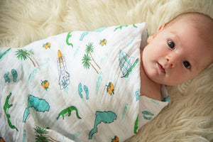 Gift Set: Florida Baby Muslin Swaddle Blanket and Burp Cloth/Bib Combo - Little Hometown