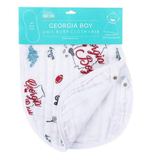 Load image into Gallery viewer, Gift Set: Georgia Boy Muslin Swaddle Blanket and Burp Cloth/Bib Combo - Little Hometown
