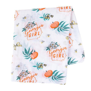 Gift Set: Georgia Girl Muslin Swaddle Blanket and Burp Cloth/Bib Combo - Little Hometown