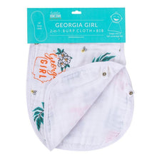 Load image into Gallery viewer, Gift Set: Georgia Girl Muslin Swaddle Blanket and Burp Cloth/Bib Combo - Little Hometown
