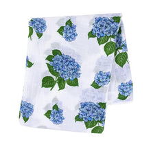 Load image into Gallery viewer, Gift Set: Hydrangeas Baby Muslin Swaddle Blanket and Burp Cloth/Bib Combo - Little Hometown
