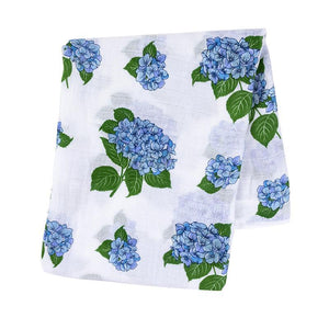 Gift Set: Hydrangeas Baby Muslin Swaddle Blanket and Burp Cloth/Bib Combo - Little Hometown