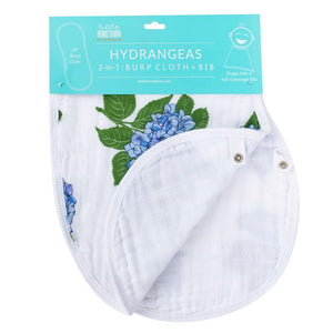 Gift Set: Hydrangeas Baby Muslin Swaddle Blanket and Burp Cloth/Bib Combo - Little Hometown