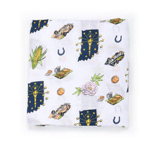 Load image into Gallery viewer, Gift Set: Indiana Baby Muslin Swaddle Blanket and Burp Cloth/Bib Combo - Little Hometown
