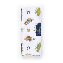 Load image into Gallery viewer, Gift Set: Indiana Baby Muslin Swaddle Blanket and Burp Cloth/Bib Combo - Little Hometown
