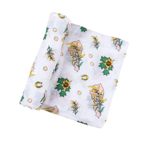 Gift Set: Kentucky Baby Muslin Swaddle Blanket and Burp Cloth/Bib Combo (Floral) - Little Hometown