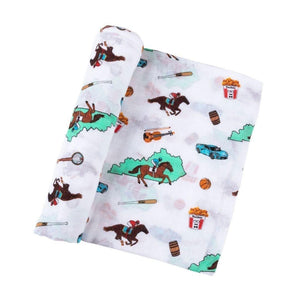 Gift Set: Kentucky Baby Muslin Swaddle Blanket and Burp Cloth/Bib Combo - Little Hometown