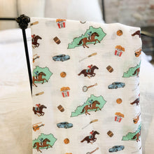 Load image into Gallery viewer, Gift Set: Kentucky Baby Muslin Swaddle Blanket and Burp Cloth/Bib Combo - Little Hometown
