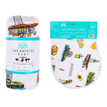 Load image into Gallery viewer, Gift Set: Los Angeles Baby Muslin Swaddle Blanket and Burp Cloth/Bib Combo - Little Hometown
