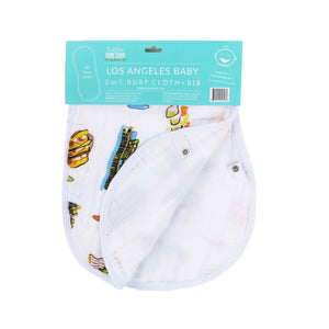 Gift Set: Los Angeles Baby Muslin Swaddle Blanket and Burp Cloth/Bib Combo - Little Hometown