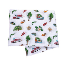 Load image into Gallery viewer, Gift Set: Louisiana Baby Muslin Swaddle Blanket and Burp Cloth/Bib Combo - Little Hometown
