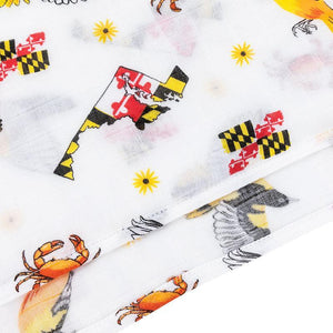 Gift Set: Maryland Baby Muslin Swaddle Blanket and Burp Cloth/Bib Combo - Little Hometown