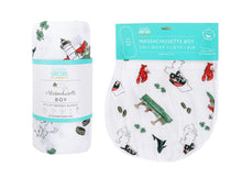 Load image into Gallery viewer, Gift Set: Massachusetts Baby Muslin Swaddle Blanket and Burp Cloth/Bib Combo - Little Hometown

