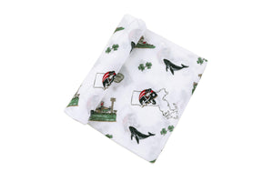 Gift Set: Massachusetts Baby Muslin Swaddle Blanket and Burp Cloth/Bib Combo - Little Hometown