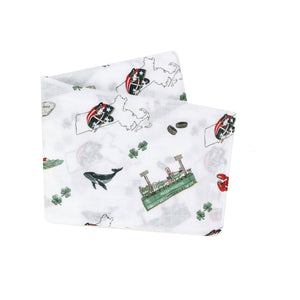 Gift Set: Massachusetts Baby Muslin Swaddle Blanket and Burp Cloth/Bib Combo - Little Hometown