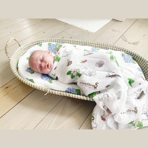 Gift Set: Massachusetts Floral Baby Muslin Swaddle Blanket and Burp Cloth/Bib Combo - Little Hometown