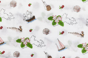 Gift Set: Massachusetts Floral Baby Muslin Swaddle Blanket and Burp Cloth/Bib Combo - Little Hometown