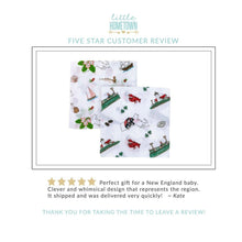 Load image into Gallery viewer, Gift Set: Massachusetts Floral Baby Muslin Swaddle Blanket and Burp Cloth/Bib Combo - Little Hometown
