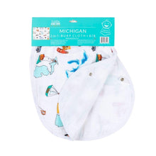 Load image into Gallery viewer, Gift Set: Michigan Baby Muslin Swaddle Blanket and Burp Cloth/Bib Combo - Little Hometown

