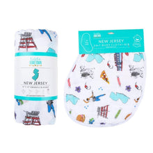 Load image into Gallery viewer, Gift Set: New Jersey Baby Muslin Swaddle Blanket and Burp Cloth/Bib Combo - Little Hometown
