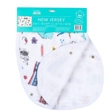 Load image into Gallery viewer, Gift Set: New Jersey Baby Muslin Swaddle Blanket and Burp Cloth/Bib Combo - Little Hometown
