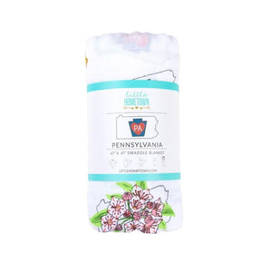 Gift Set: Pennsylvania Baby Muslin Swaddle Blanket and Burp Cloth/Bib Combo - Little Hometown