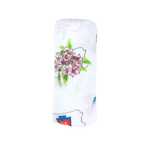 Gift Set: Pennsylvania Baby Muslin Swaddle Blanket and Burp Cloth/Bib Combo - Little Hometown