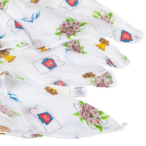 Gift Set: Pennsylvania Baby Muslin Swaddle Blanket and Burp Cloth/Bib Combo - Little Hometown