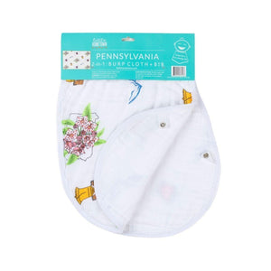 Gift Set: Pennsylvania Baby Muslin Swaddle Blanket and Burp Cloth/Bib Combo - Little Hometown