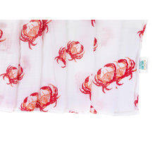 Load image into Gallery viewer, Gift Set: Pink Crab Baby Muslin Swaddle Blanket and Burp Cloth/Bib Combo - Little Hometown
