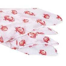 Load image into Gallery viewer, Gift Set: Pink Crab Baby Muslin Swaddle Blanket and Burp Cloth/Bib Combo - Little Hometown
