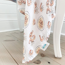 Load image into Gallery viewer, Gift Set: Shrimp&#39;n Grits Baby Muslin Swaddle Blanket and Burp Cloth/Bib Combo - Little Hometown
