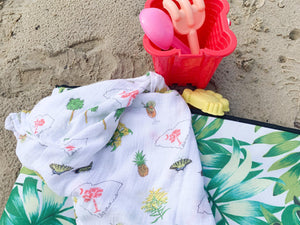 Gift Set: South Carolina Girl Baby Muslin Swaddle Blanket and Burp Cloth/Bib Combo - Little Hometown