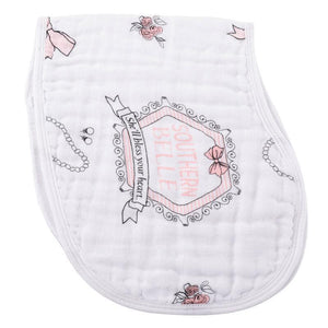 Gift Set: Southern Belle Baby Muslin Swaddle Blanket and Burp Cloth/Bib Combo - Little Hometown