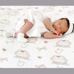 Gift Set: Southern Belle Baby Muslin Swaddle Blanket and Burp Cloth/Bib Combo - Little Hometown