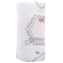 Load image into Gallery viewer, Gift Set: Southern Belle Baby Muslin Swaddle Blanket and Burp Cloth/Bib Combo - Little Hometown
