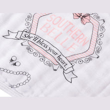 Load image into Gallery viewer, Gift Set: Southern Belle Baby Muslin Swaddle Blanket and Burp Cloth/Bib Combo - Little Hometown
