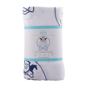 Gift Set: Southern Gentleman Baby Muslin Swaddle Blanket and Burp Cloth/Bib Combo - Little Hometown