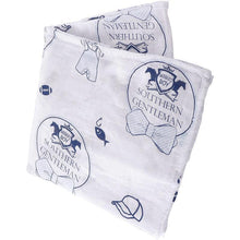 Load image into Gallery viewer, Gift Set: Southern Gentleman Baby Muslin Swaddle Blanket and Burp Cloth/Bib Combo - Little Hometown
