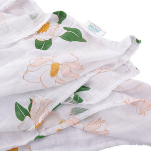 Gift Set: Southern Magnolia Baby Muslin Swaddle Blanket and Burp Cloth/Bib Combo - Little Hometown