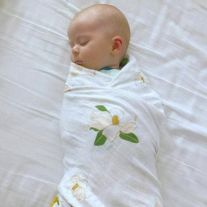 Gift Set: Southern Magnolia Baby Muslin Swaddle Blanket and Burp Cloth/Bib Combo - Little Hometown