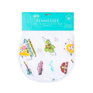 Gift Set: Tennessee Baby Muslin Swaddle Blanket and Burp Cloth/Bib Combo (Floral) - Little Hometown