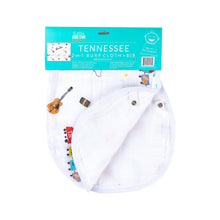 Load image into Gallery viewer, Gift Set: Tennessee Baby Muslin Swaddle Blanket and Burp Cloth/Bib Combo - Little Hometown
