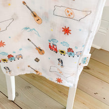 Load image into Gallery viewer, Gift Set: Tennessee Baby Muslin Swaddle Blanket and Burp Cloth/Bib Combo - Little Hometown
