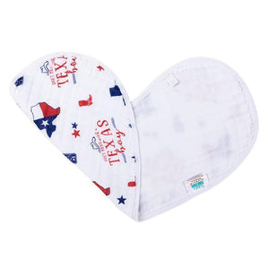 Gift Set: Texas Baby Boy Muslin Swaddle Blanket and Burp Cloth/Bib Combo - Little Hometown