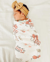 Load image into Gallery viewer, Gift Set: Texas Baby Girl Muslin Swaddle Blanket and Burp Cloth/Bib Combo - Little Hometown
