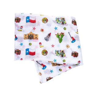 Gift Set: Texas Baby Unisex Muslin Swaddle Blanket and Burp Cloth/Bib Combo - Little Hometown